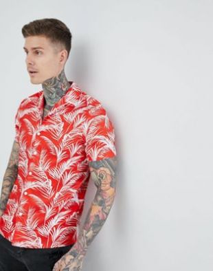 Good For Nothing muscle shirt in red palm print