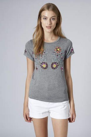 Embellished Flower Tee on ShopperBoard