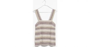 White Apron Button back Tank Top