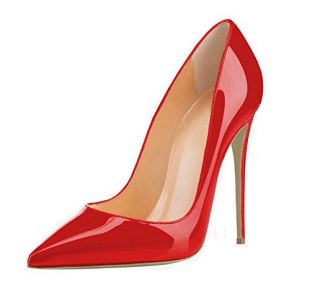 Soireelady Femmes Escarpins Vernis à Talon Aiguilles Travail Chaussures Rouge EU44