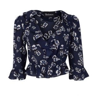 The Cher Top in Navy Pansy