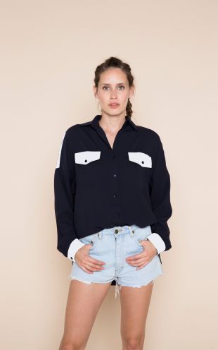 Chemise Francesca Ava marine et blanche