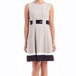 calvin klein colorblock fit and flare dress