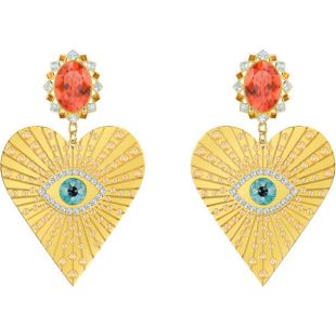 Boucles d'oreilles clip Lucky Goddess Heart, multicolore, métal doré