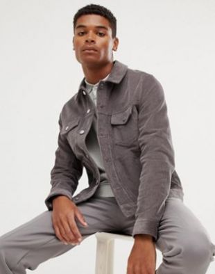 Asos  Veste en velours côtelé en Gris