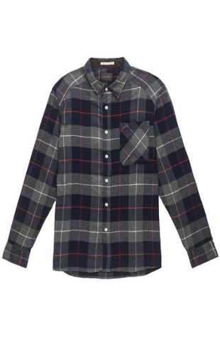 Jachsny Navy and Grey Plaid Flannel Shirt