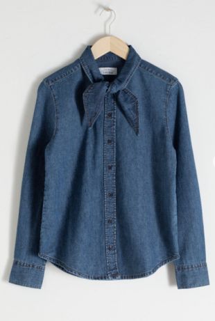 Organic Cotton Denim Tie Shirt