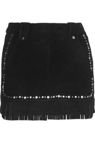 Jacob Fringed And Studded Leather Skirt