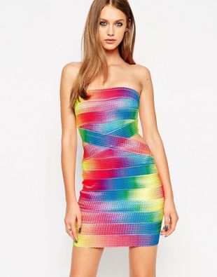 Bandage Festival Rainbow Bandage Dress