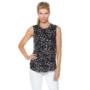 Center Pleat Non Stretch Sleeveless Blouse Top