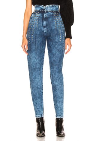 Alberta Ferretti Studded Tapered Jeans