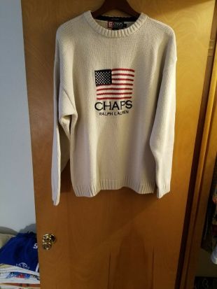 Chaps Ralph Lauren Crewneck Sweater Flag Logo