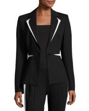 Escada Contrast Trim One Button Blazer