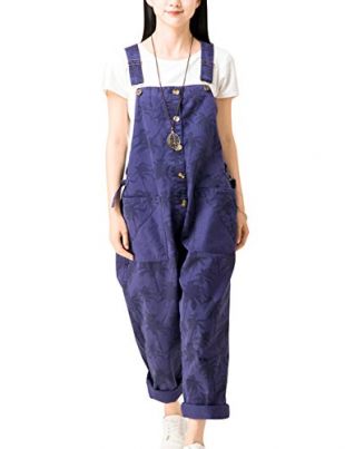 Zoulee Women's Printed Bib Overalls Loose Jumpsuits Rompers