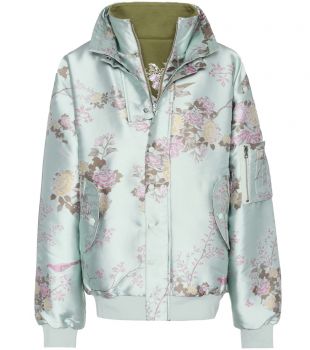 Reversible bomber jacket satin floral print