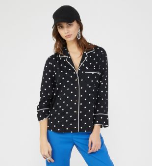Artaud Chemise droite noire à pois
