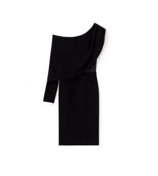 Silk Asymmetrical Cocktail Dress With Leather Corset