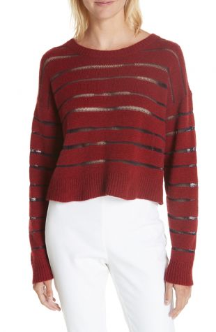 Rag & Bone Penn Sheer Stripe Crop Sweater