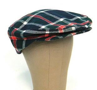 Town Talk Wool Green Red Tartan Plaid Gatsby Newsboy Golf Cabbie Hat Cap
