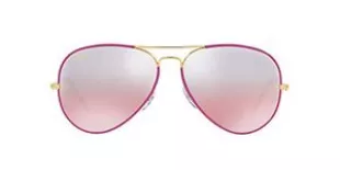 RB3025JM Classic Full Color Metal Aviator Sunglasses, Violet On Legend Gold/Pink Mirror Gradient Grey, 58 mm