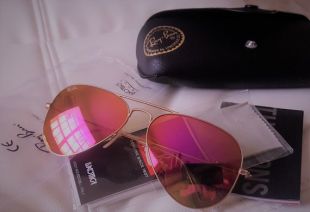 aviator/100% véritable cadre RB3025 / 58m/Gold/miroir cristal /Pink