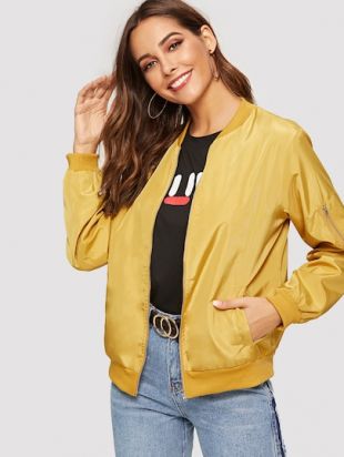 SheIn Bomber unicolore avec zip