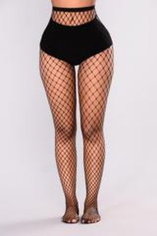 Fashion Nova Look And See Fishnets Tight - Black