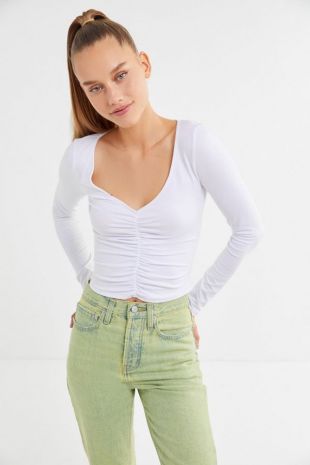 urban Outfitters Cynthia Ruched Long Sleeve Top