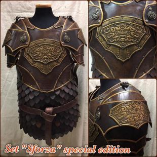 Armure de cuir décorée de grands guerriers nobles parfaits pour cosplay et jeu de rôle