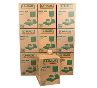 U-Haul Large Moving Boxes - Pack of 10 Boxes - 18” x 18” x 24”- Bonus Roll of Tape Included