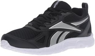 Reebok Women's Supreme Spt Lthr Running Shoe, Black/Silver Metallic/White, 7 M US