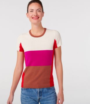 ras de cou manches courtes color block