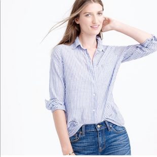 Boy Shirt in Blue Skinny Stripe
