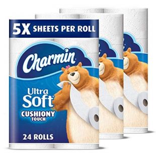 Charmin Ultra Soft Cushiony Touch Toilet Paper, 24 Count Family Mega Rolls = 123 Regular Rolls