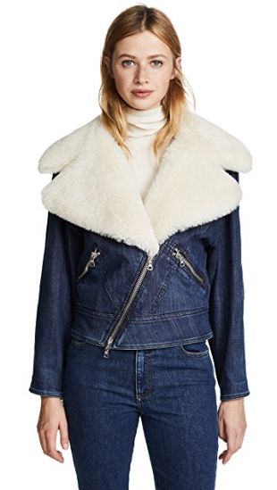 Moto Jacket with Shearling Collar