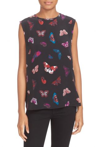 Kyle Butterfly Print Silk Top