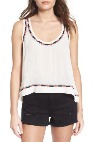 Embroidered Trim Tank