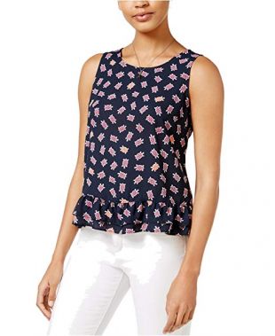 Printed Ruffled-Hem Casual Top