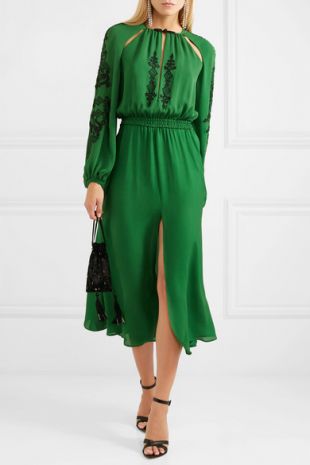 The green dress Dundas range by Fallon Carrington (Elizabeth Gillies) in  Dynasty S02E15 | Spotern