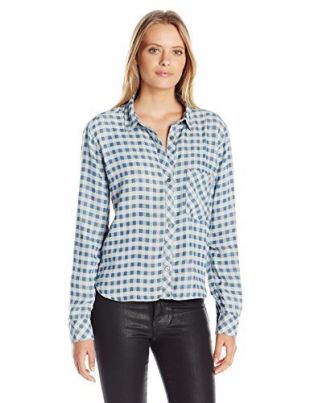 Rails Women's Dana Boxy Long Sleeve Shirt, Mini Check, X-Small