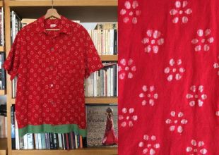 Paul Smith Vintage Batik chemise à manches courtes rouge / Made in Italy / taille petits vêtements pour hommes