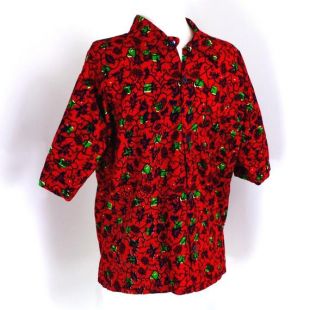 Garantie EURO tirages cire du bloc rouge vignes d’africain chemise taille 44 46 à manches courtes