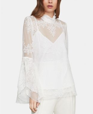 Bcbgmaxazria Embroidered Tulle Top