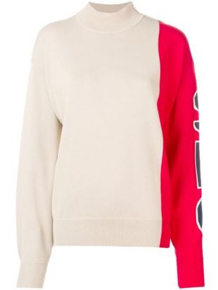 Pull Bicolore à Logo En Intarsia