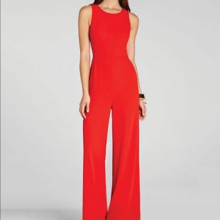 Bcbgmaxazria Rosanna Jumpsuit in Red Berry worn by Anika Calhoun