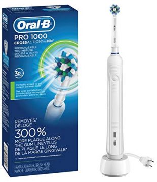 Oral-B White Pro 1000 Power Rechargeable Electric Toothbrush, Powered by Braun