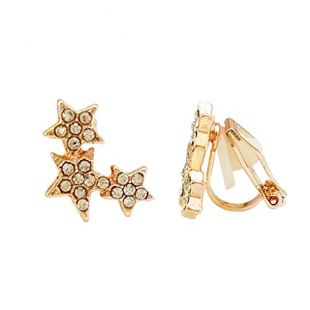 SELOVO Rhinestone Star Clip on Stud Earrings Crystal Rose Gold Tone