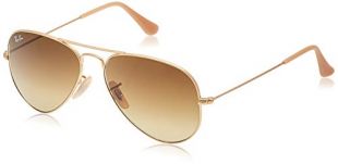 Ray-Ban RB3025 Aviator Classic Sunglasses, Matte Gold/Brown Gradient, 58 mm