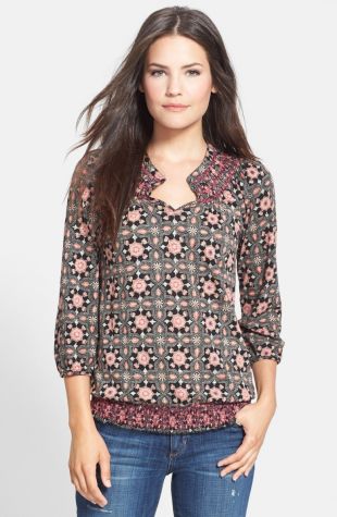 Lucky Brand - Lucky Brand 'Tiles' Smocked Top