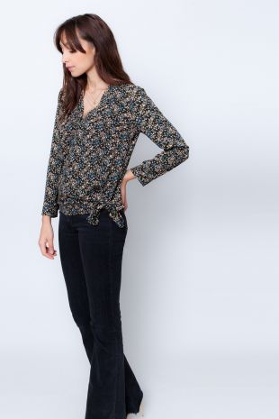 Top Fleurs noires